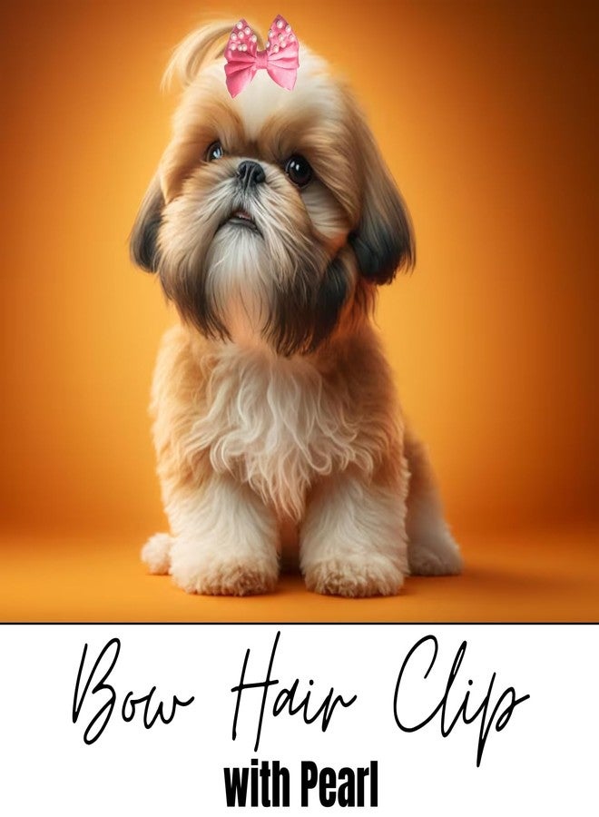 Sage Square Luxury Pet Pearl Bow | Stylish Grooming Clip | Fancy Bowknot for Dogs & Cats | Elegant Non-Slip Hair Accessory for Special Occasions, Parties & Weddings | Perfect for Your Pet (Pink) - Image 2